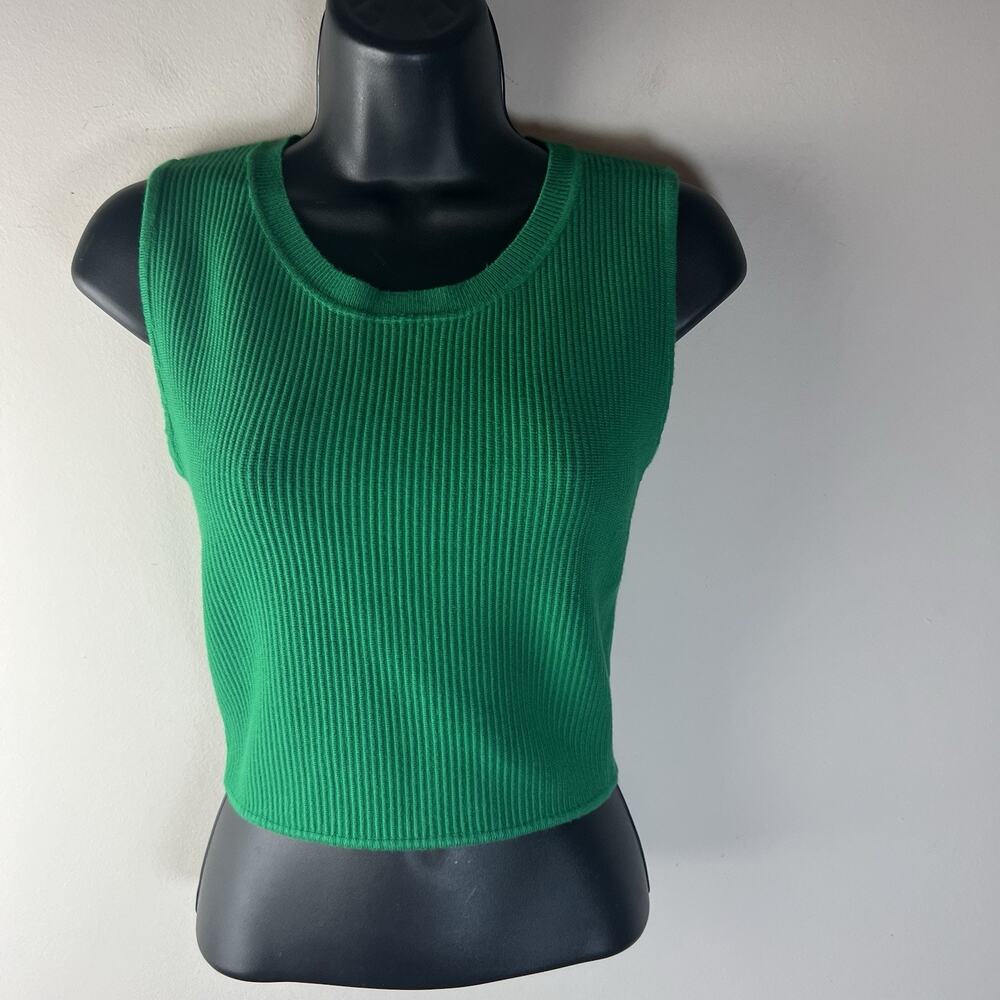 House of Harlow Green Ribbed Knit Cropped Sleeveless Tank Top M